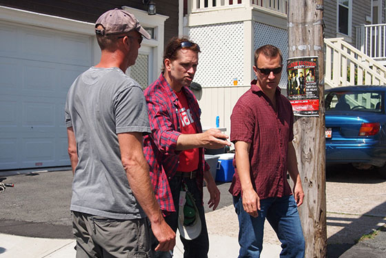  Producer Rob Blackie, right, on the set of the Republic of Doyle with stunt co-ordinator James Binkley, left, and executive producer John Vatcher, centre. (Submitted photo)