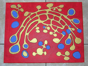 A cell structure painting by Dr. Nancy J. Lane.