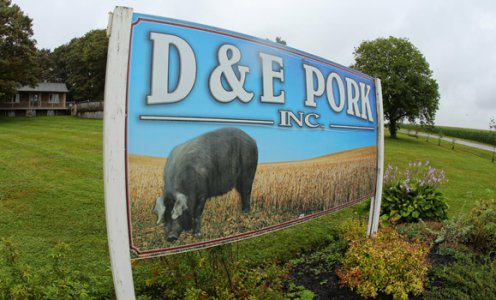 D&E Pork sign