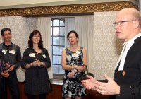 The Honorable Geoff Regan (LLB’83) (right) addresses a crowd of alumni at the Speaker’s Salon during the Ottawa Chapter’s Global Homecoming reception on Parliament Hill on Oct. 5