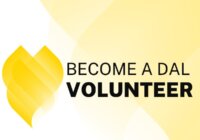 Become a Dal volunteer with stylized gold heart